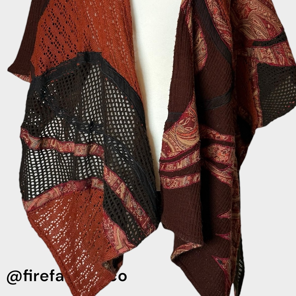 Bohemian Patchwork Open-Front Sweater - image 3